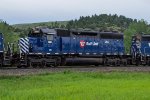 MRL 265 trails on a Westbound Ballast Train 